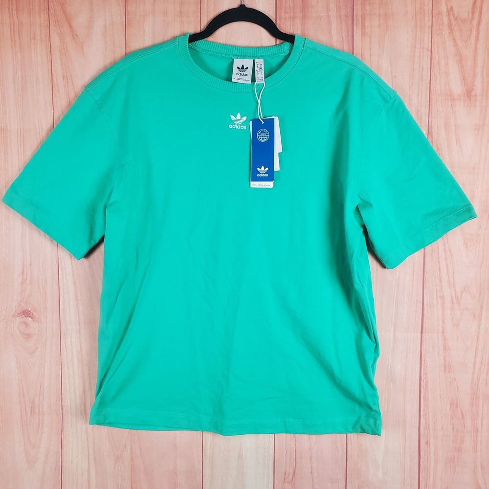 Adidas Trefoil Essentials Womens T-Shirt XS Hi Res Green Crew Neck Short Sleeve‎